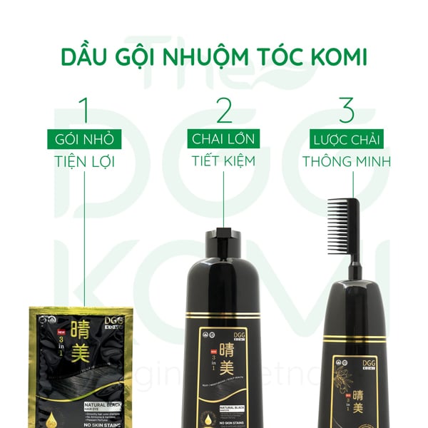 Các sản phẩm dầu gội nhuộm tóc Komi hiện nay